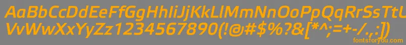 フォントElektraMediumProItalic – オレンジの文字は灰色の背景にあります。