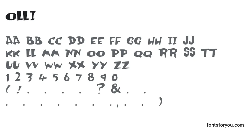 A fonte Olli – alfabeto, números, caracteres especiais
