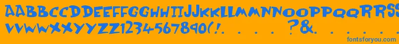 フォントOlli – オレンジの背景に青い文字