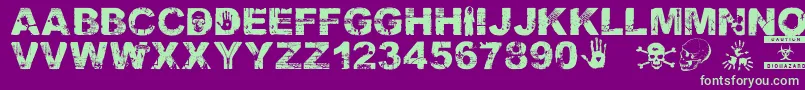 Damned Font – Green Fonts on Purple Background