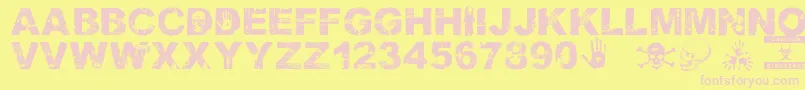 fuente Damned – Fuentes Rosadas Sobre Fondo Amarillo