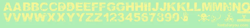 Damned Font – Yellow Fonts on Green Background