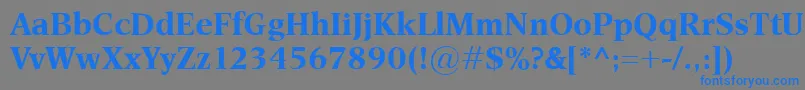 フォントEsperantoBold – 灰色の背景に青い文字