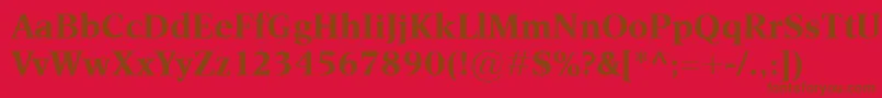 Fonte EsperantoBold – fontes marrons em um fundo vermelho