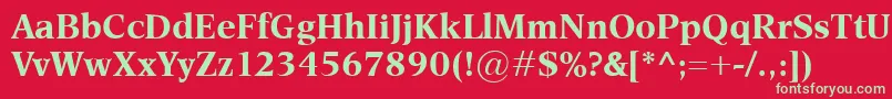 Fonte EsperantoBold – fontes verdes em um fundo vermelho