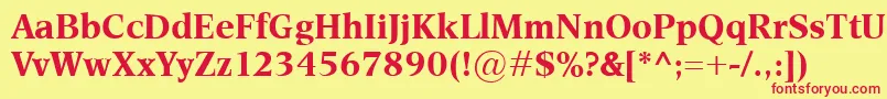 Fonte EsperantoBold – fontes vermelhas em um fundo amarelo