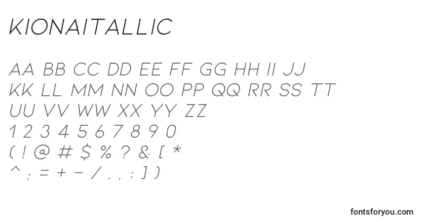 Police KionaItallic - Alphabet, Chiffres, Caractères Spéciaux