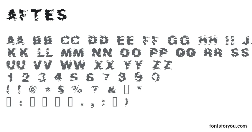 Schriftart Aftes – Alphabet, Zahlen, spezielle Symbole