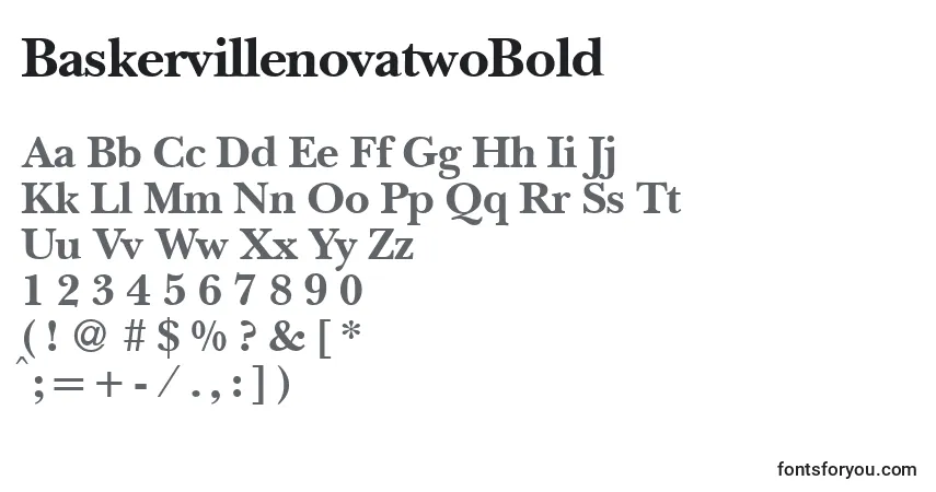 A fonte BaskervillenovatwoBold – alfabeto, números, caracteres especiais