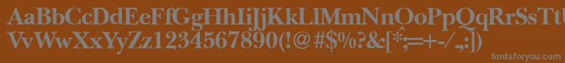BaskervillenovatwoBold-fontti – harmaat kirjasimet ruskealla taustalla