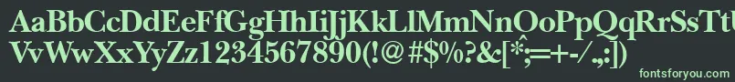 BaskervillenovatwoBold-fontti – vihreät fontit mustalla taustalla