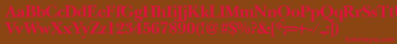 BaskervillenovatwoBold-Schriftart – Rote Schriften auf braunem Hintergrund