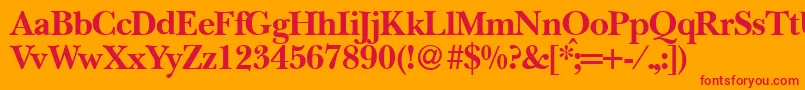 BaskervillenovatwoBold-Schriftart – Rote Schriften auf orangefarbenem Hintergrund