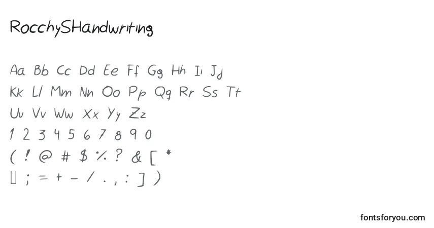 A fonte RocchySHandwriting – alfabeto, números, caracteres especiais