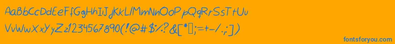 RocchySHandwriting Font – Blue Fonts on Orange Background