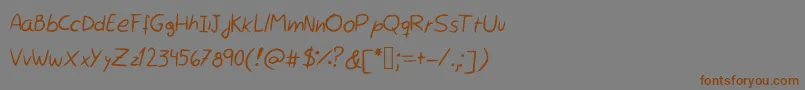 フォントRocchySHandwriting – 茶色の文字が灰色の背景にあります。