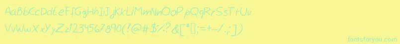 フォントRocchySHandwriting – 黄色い背景に緑の文字