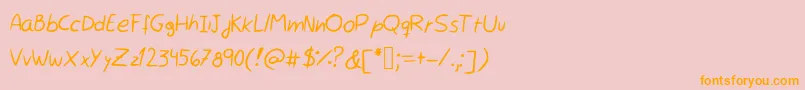フォントRocchySHandwriting – オレンジの文字がピンクの背景にあります。