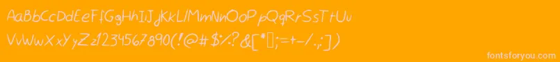 RocchySHandwriting-fontti – vaaleanpunaiset fontit oranssilla taustalla