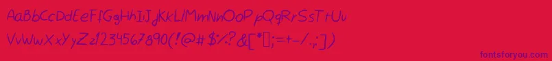 RocchySHandwriting Font – Purple Fonts on Red Background
