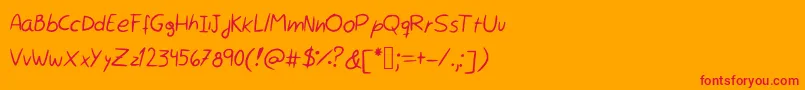 フォントRocchySHandwriting – オレンジの背景に赤い文字