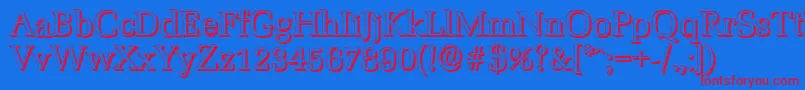 MarseilleshadowRegular-Schriftart – Rote Schriften auf blauem Hintergrund