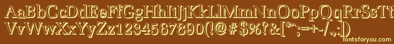 MarseilleshadowRegular-fontti – keltaiset fontit ruskealla taustalla