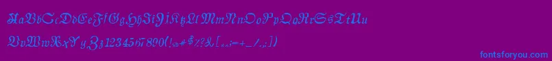 AuldmagickItalic-Schriftart – Blaue Schriften auf violettem Hintergrund