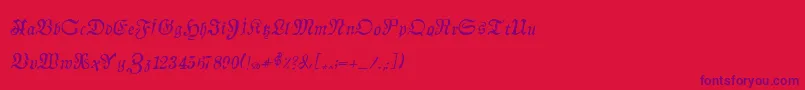 AuldmagickItalic-Schriftart – Violette Schriften auf rotem Hintergrund