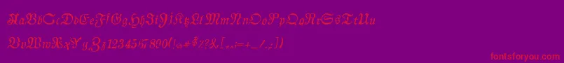 AuldmagickItalic-Schriftart – Rote Schriften auf violettem Hintergrund