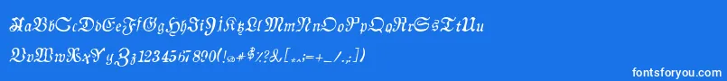 Czcionka AuldmagickItalic – białe czcionki na niebieskim tle