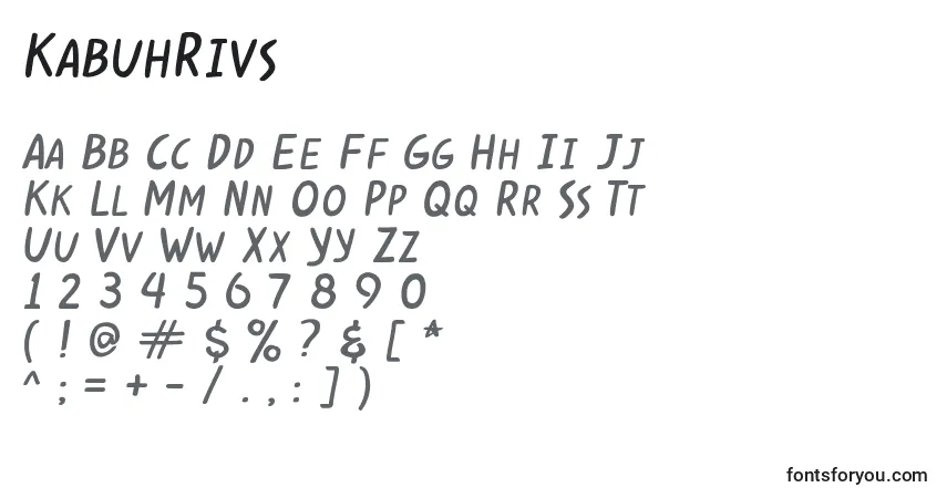 KabuhRivs-fontti – aakkoset, numerot, erikoismerkit
