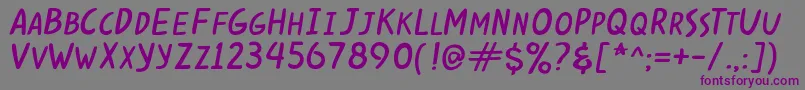 フォントKabuhRivs – 紫色のフォント、灰色の背景