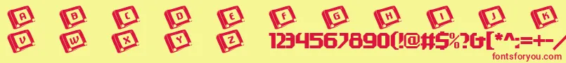 Fonte 101Etchasketch – fontes vermelhas em um fundo amarelo