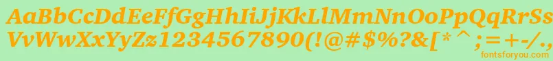 フォントCharterBlackItalicBt – オレンジの文字が緑の背景にあります。