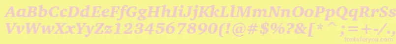 CharterBlackItalicBt-fontti – vaaleanpunaiset fontit keltaisella taustalla