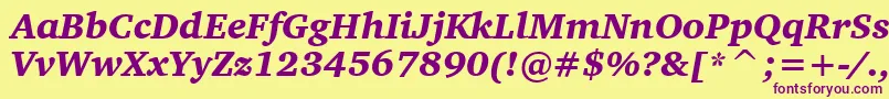 CharterBlackItalicBt Font – Purple Fonts on Yellow Background