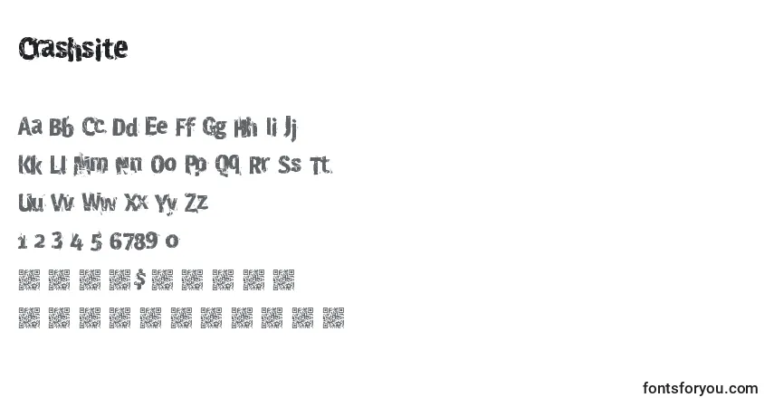 Czcionka Crashsite – alfabet, cyfry, specjalne znaki
