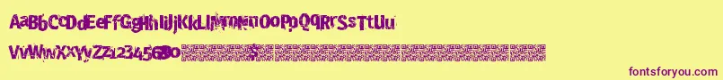 Crashsite-Schriftart – Violette Schriften auf gelbem Hintergrund