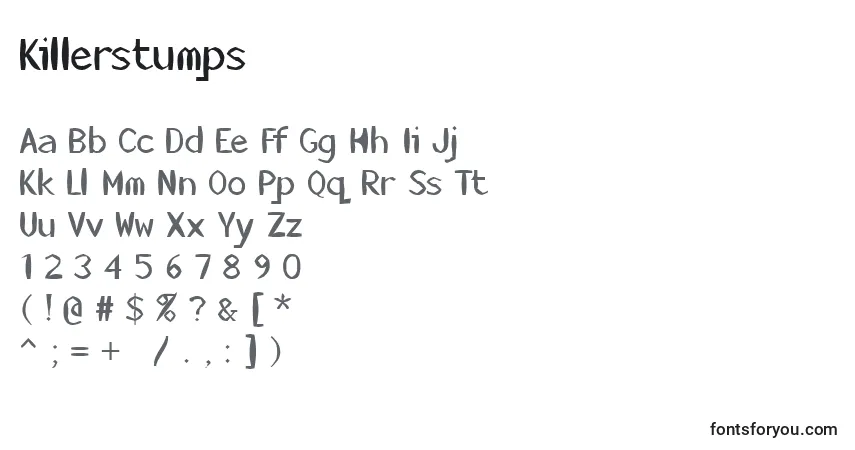 Czcionka Killerstumps – alfabet, cyfry, specjalne znaki