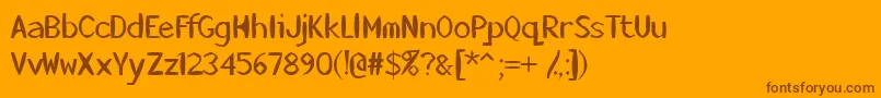 Weitere Informationen zur Killerstumps-Schriftart Killerstumps-Schriftart – Braune Schriften auf orangefarbenem Hintergrund