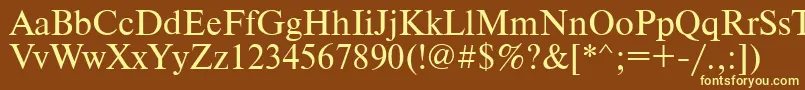 Timekoi8-fontti – keltaiset fontit ruskealla taustalla