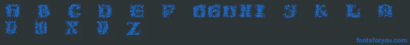 フォントFlowerpower – 黒い背景に青い文字