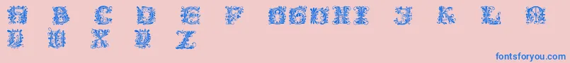 Police Flowerpower – polices bleues sur fond rose
