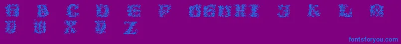 Flowerpower-Schriftart – Blaue Schriften auf violettem Hintergrund