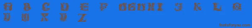フォントFlowerpower – 茶色の文字が青い背景にあります。