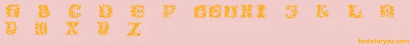 Flowerpower-Schriftart – Orangefarbene Schriften auf rosa Hintergrund