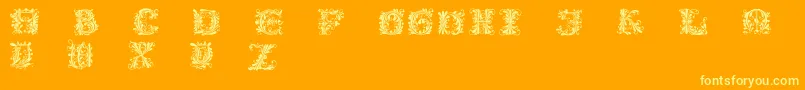 Flowerpower-Schriftart – Gelbe Schriften auf orangefarbenem Hintergrund