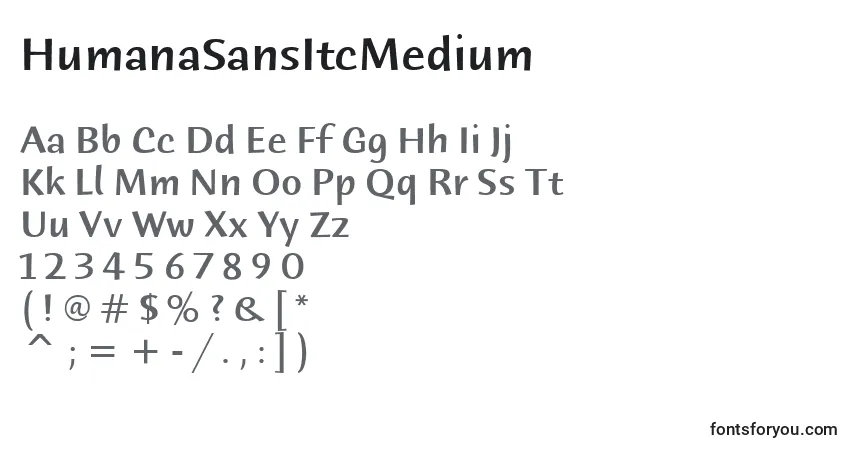 Шрифт HumanaSansItcMedium – алфавит, цифры, специальные символы