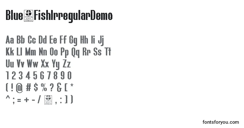 Шрифт Blue.FishIrregularDemo – алфавит, цифры, специальные символы